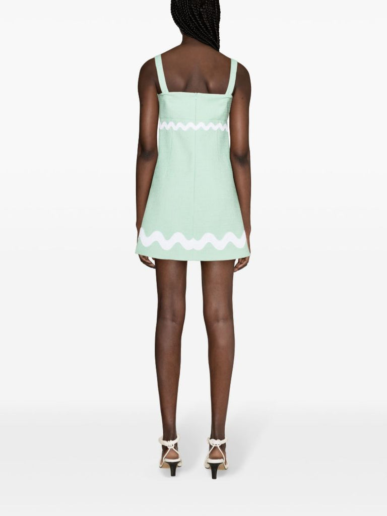 Green Scallop-trim BouclÃ_x0083_Â© Minidress