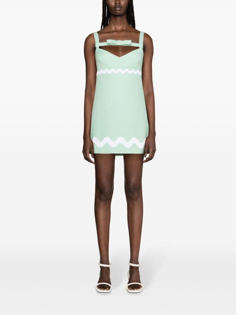 Green Scallop-trim BouclÃ_x0083_Â© Minidress