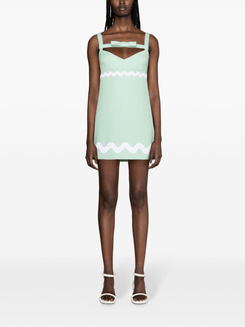 Green Scallop-trim BouclÃ_x0083_Â© Minidress