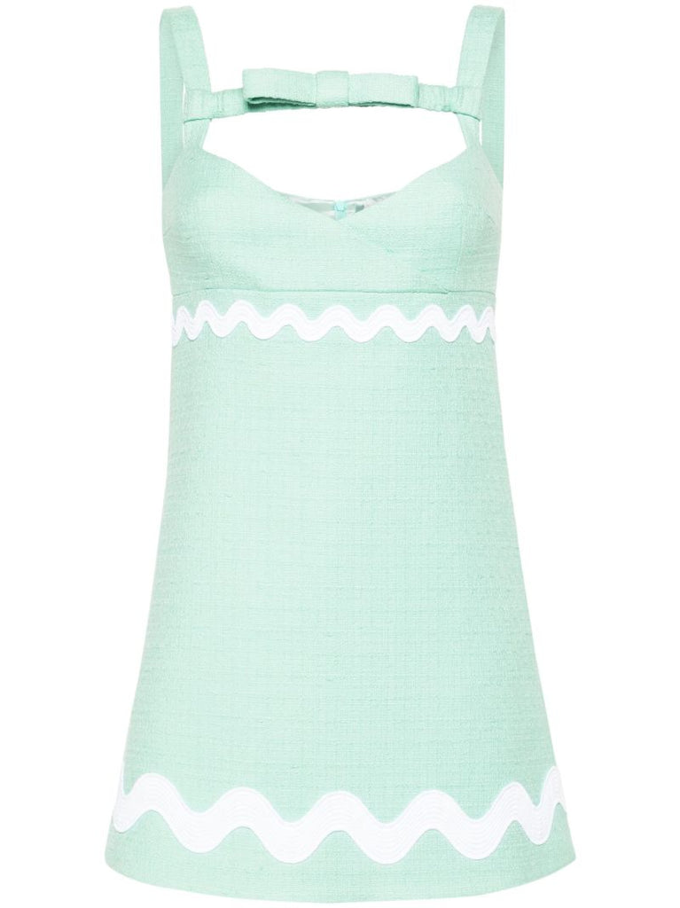Green Scallop-trim BouclÃ_x0083_Â© Minidress
