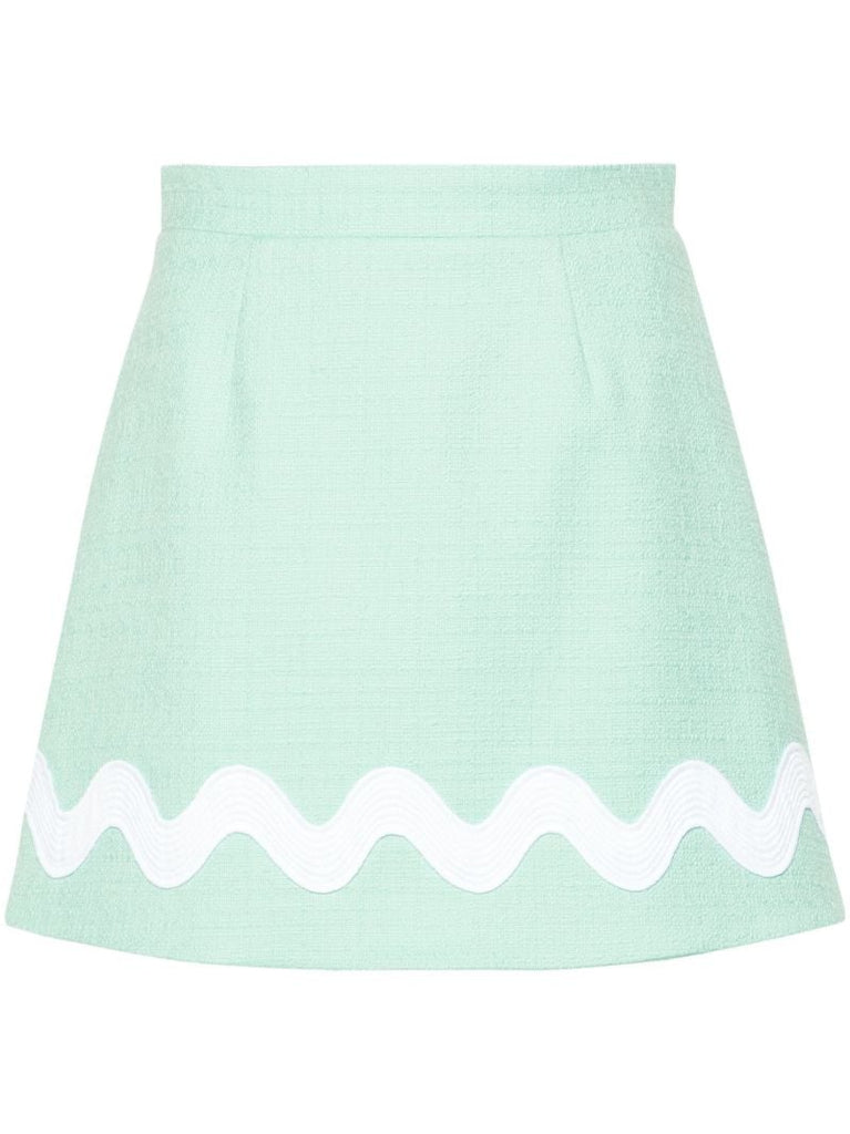 Green Tweed A-line Miniskirt