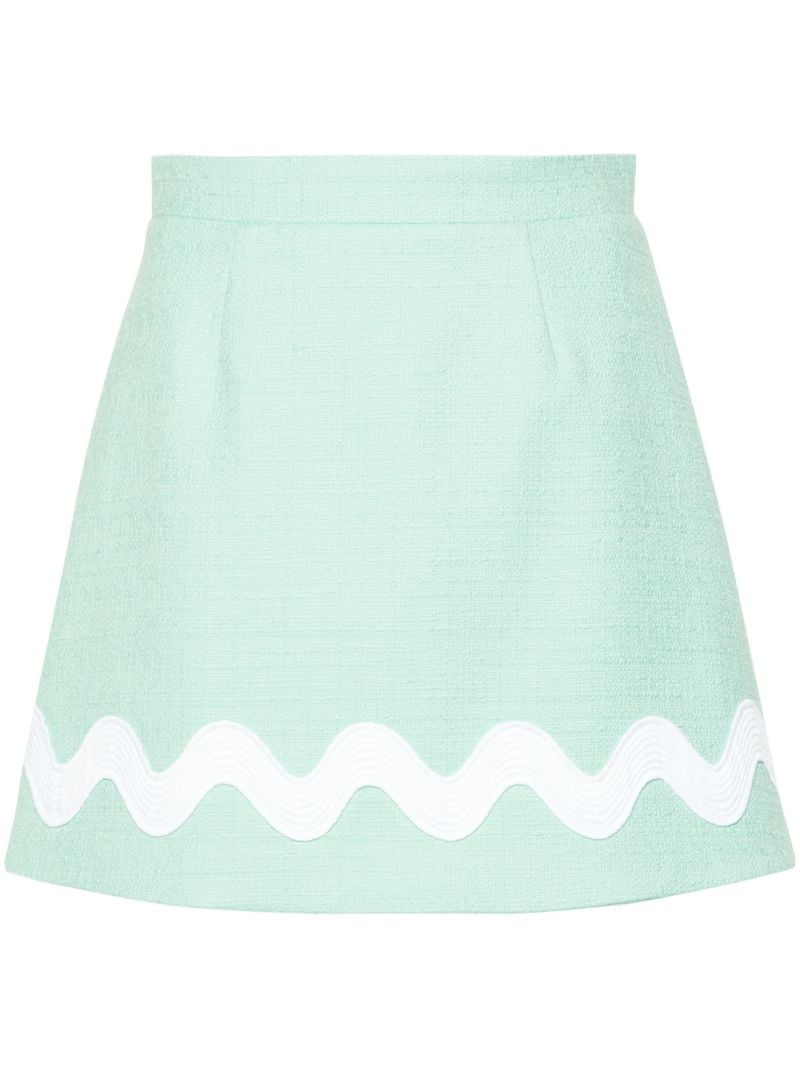 Green Tweed A-line Miniskirt