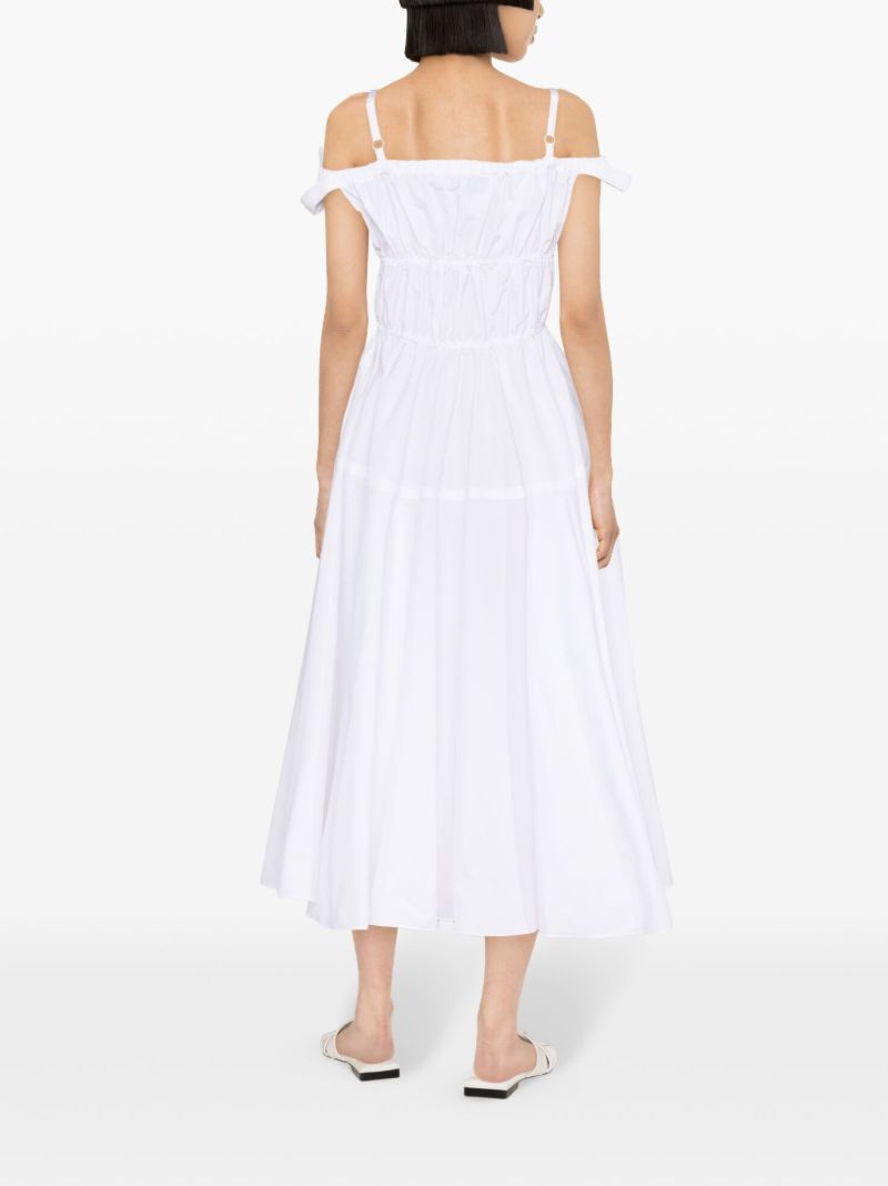 White Bow-detail Midi Dress