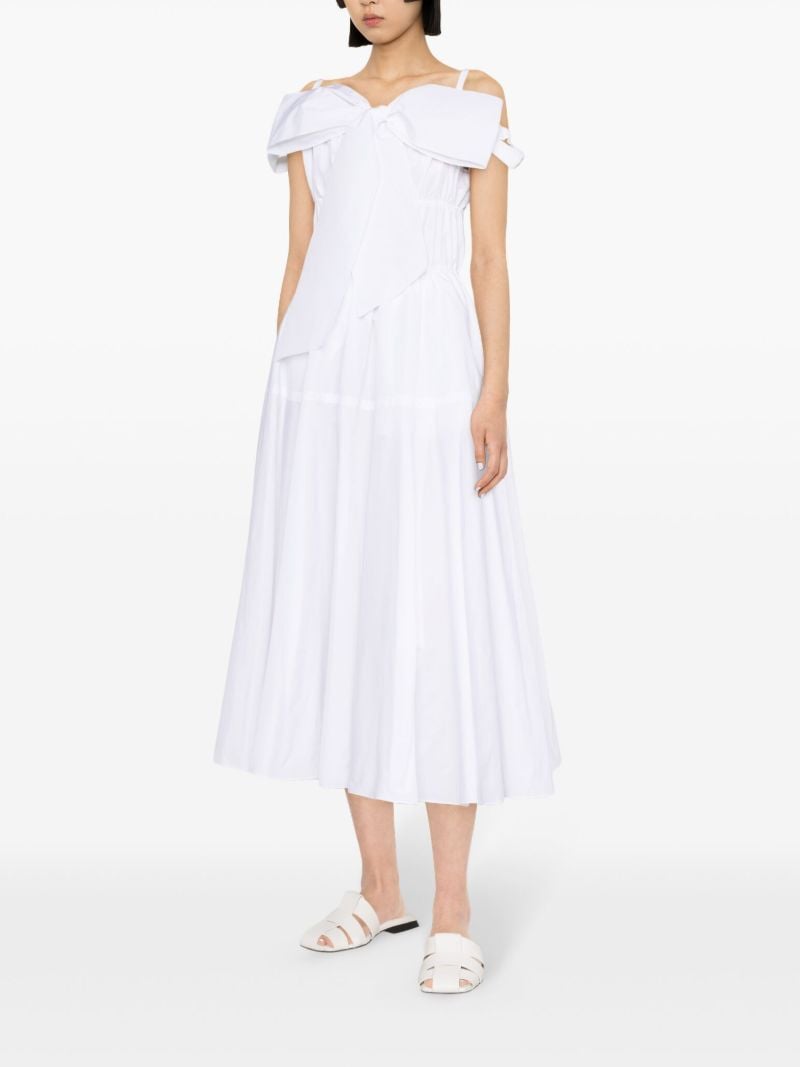 White Bow-detail Midi Dress