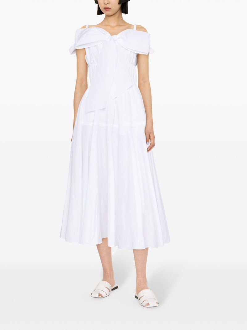 White Bow-detail Midi Dress