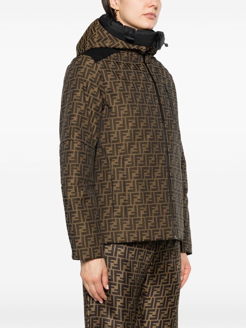 Brown Ff Hooded Down Ski Jacket