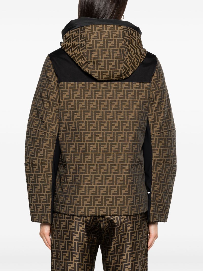 Brown Ff Hooded Down Ski Jacket