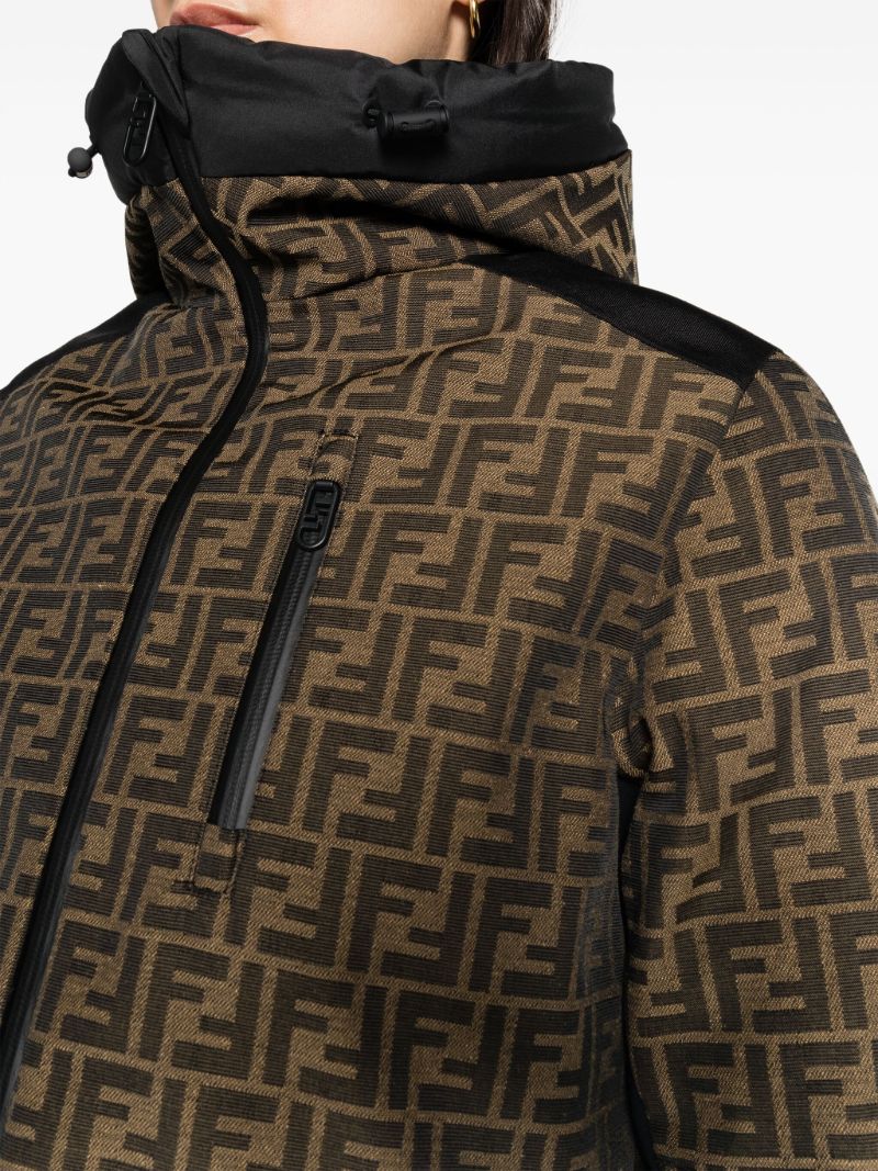 Brown Ff Hooded Down Ski Jacket