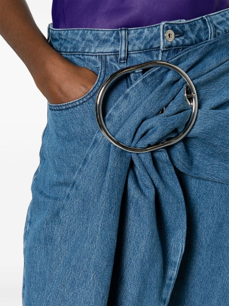 Blue Belted Wide Leg Jeans