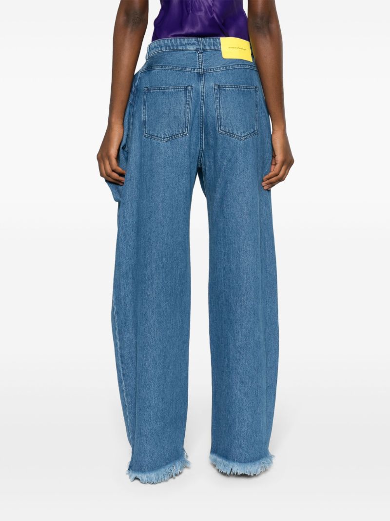 Blue Belted Wide Leg Jeans