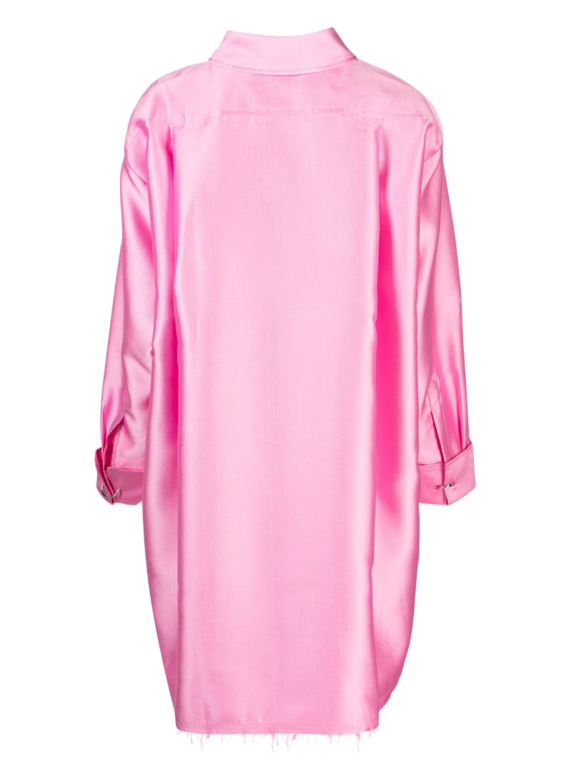 Pink Long-sleeve Frayed-edge Shirt
