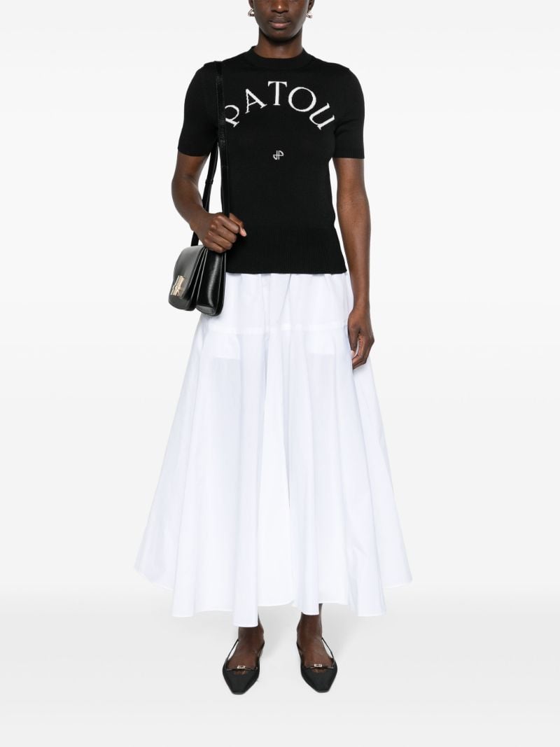 White High-waist Faille Maxi Skirt