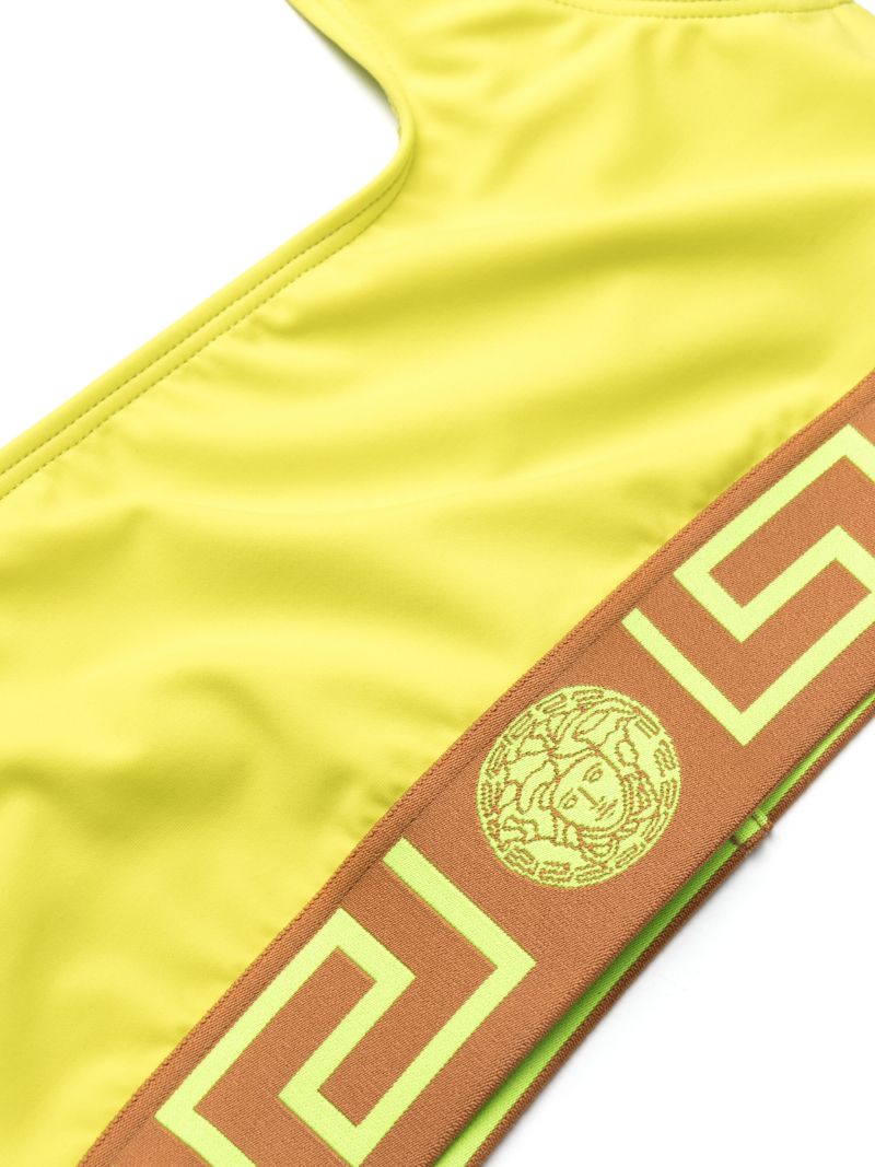 Yellow Greca-jacquard Bikini Top