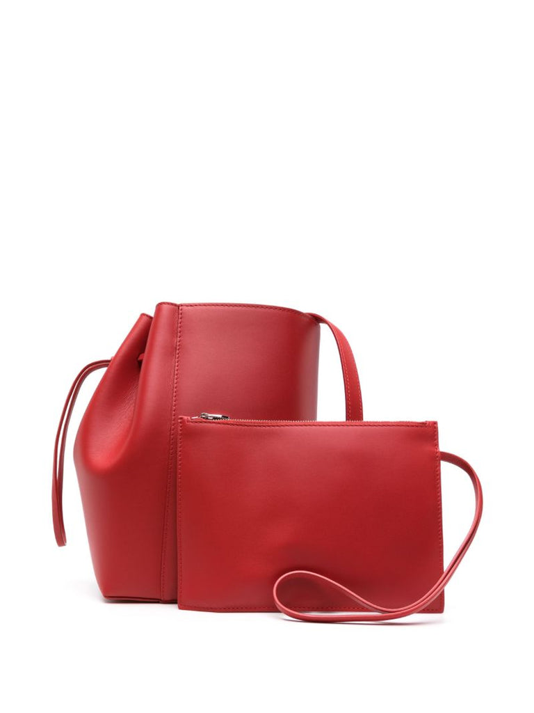 Red Canna Classic Leather Bucket Bag