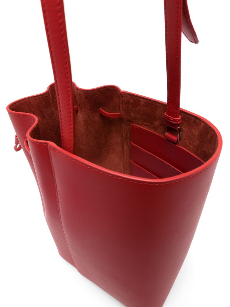 Red Canna Classic Leather Bucket Bag