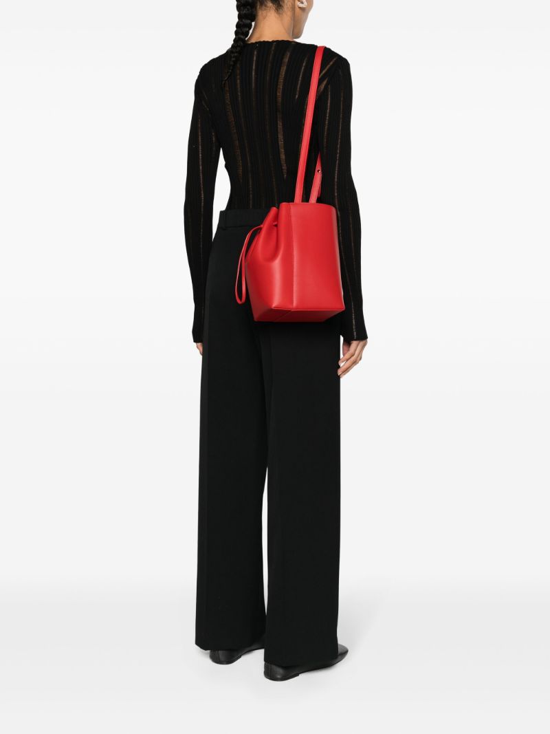Red Canna Classic Leather Bucket Bag