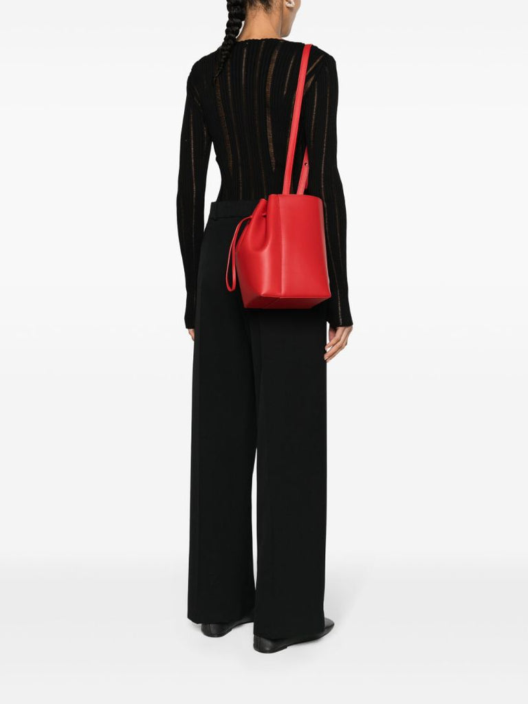 Red Canna Classic Leather Bucket Bag