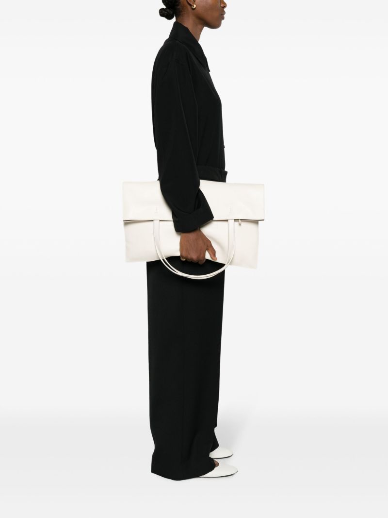 White Yumi Leather Tote Bag