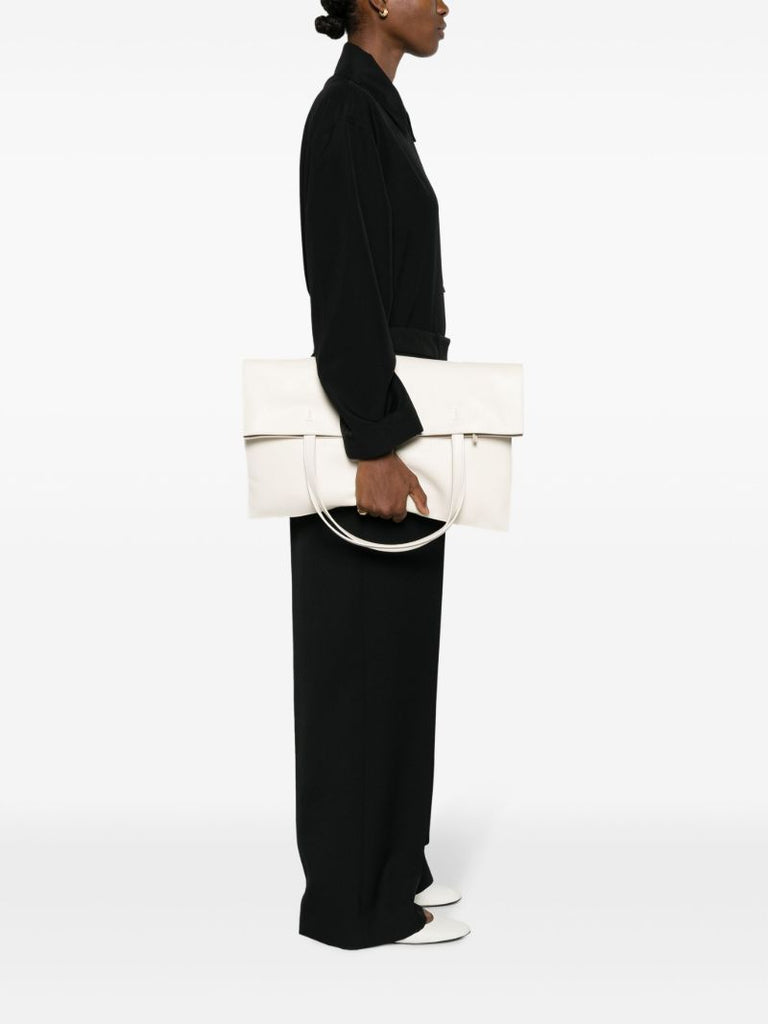 White Yumi Leather Tote Bag