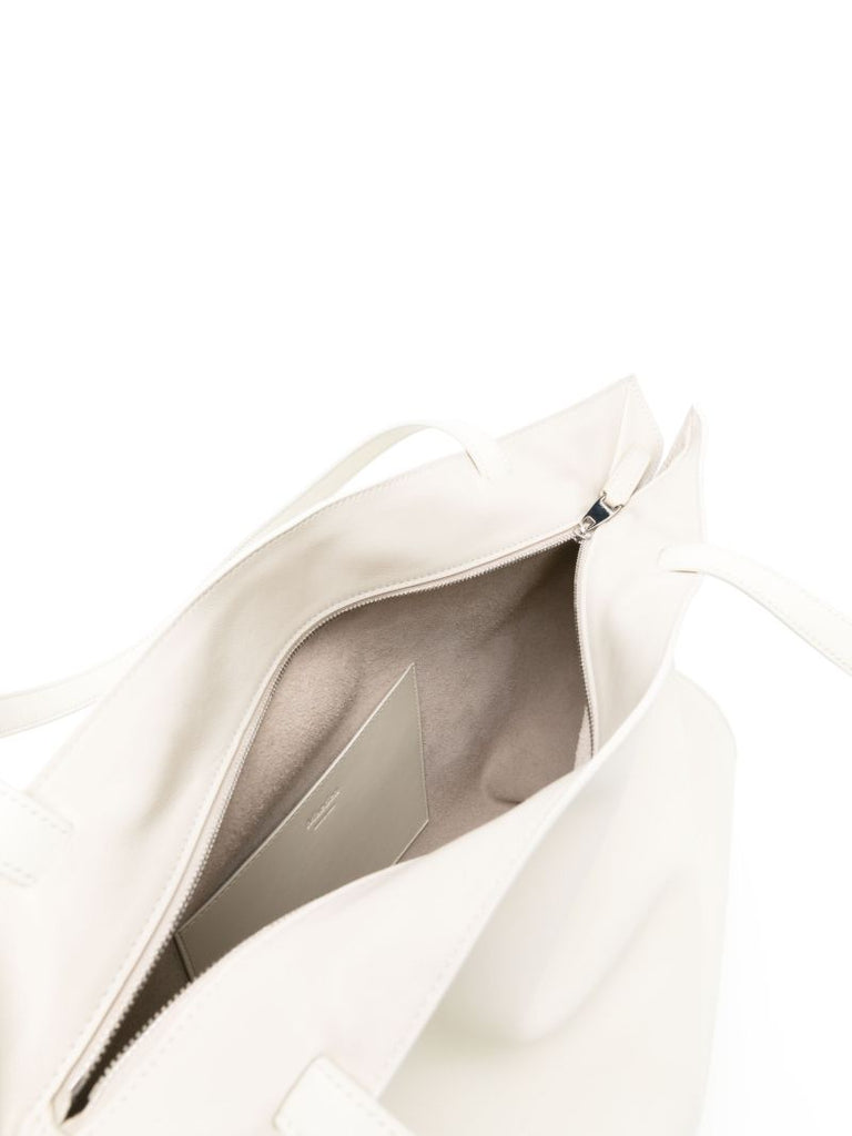 White Yumi Leather Tote Bag