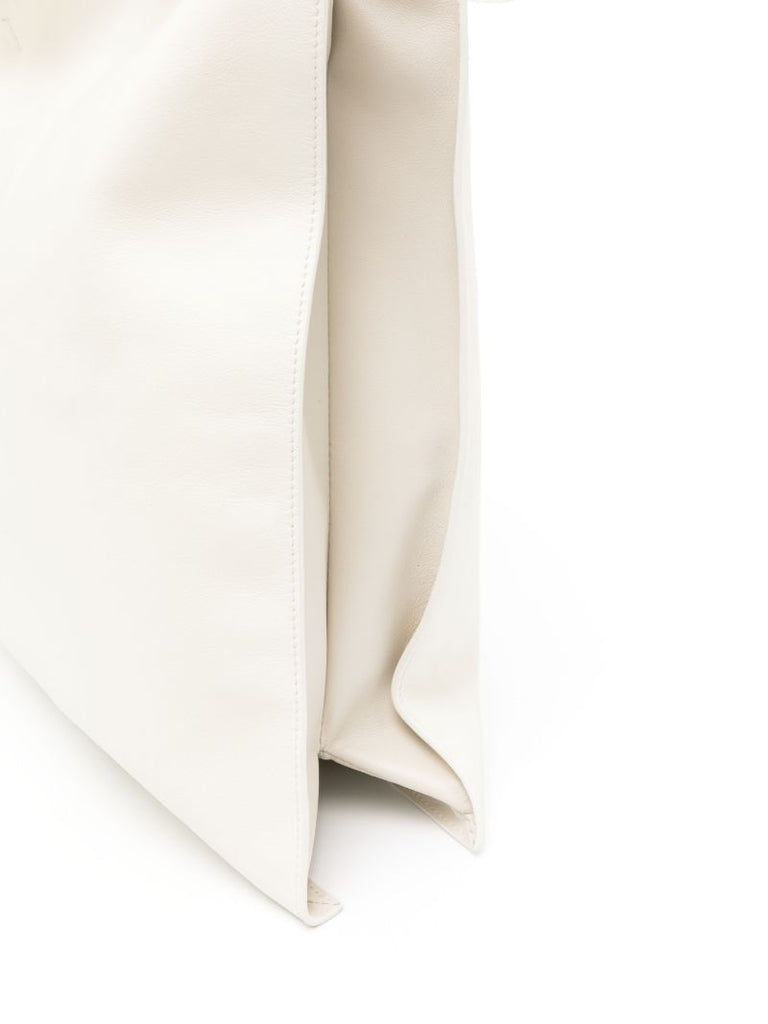 White Yumi Leather Tote Bag