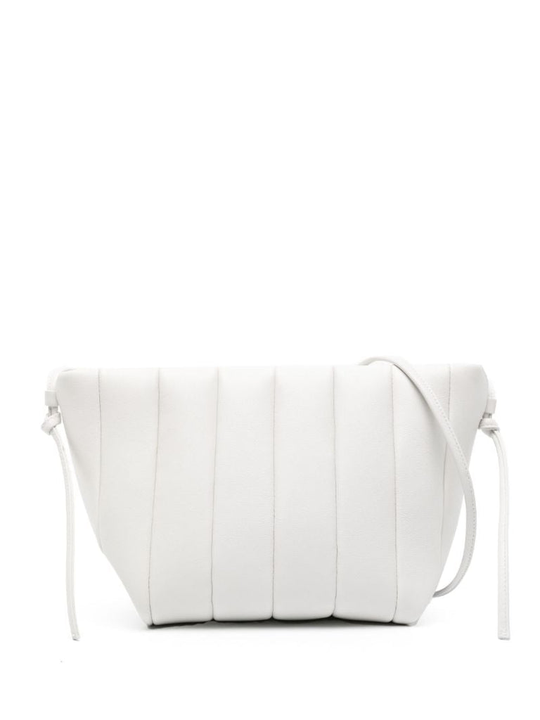 White Boulevard Padded Leather Shoulder Bag