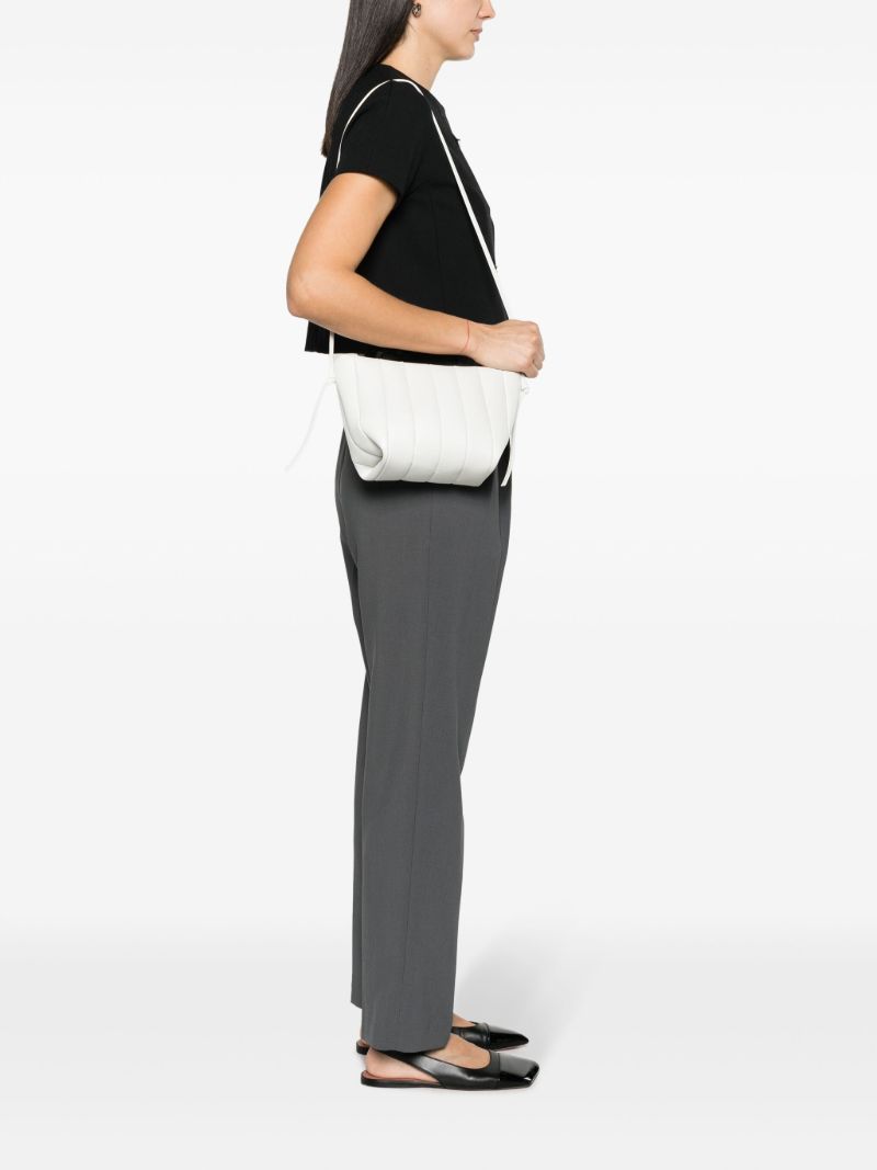 White Boulevard Padded Leather Shoulder Bag