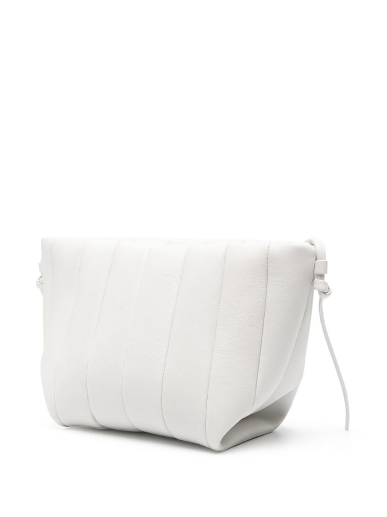 White Boulevard Padded Leather Shoulder Bag
