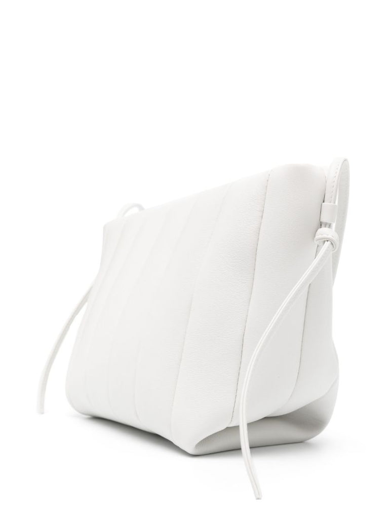 White Boulevard Padded Leather Shoulder Bag
