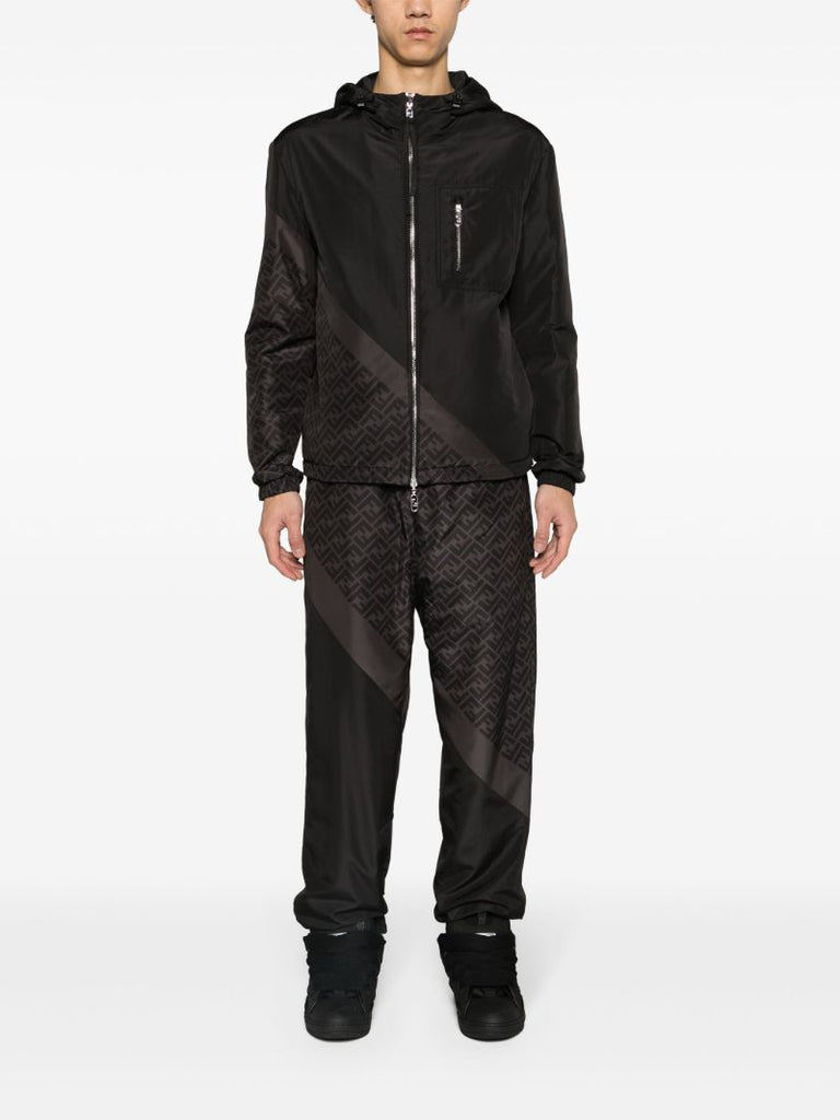 Black Ff-print Reversible Windbreaker