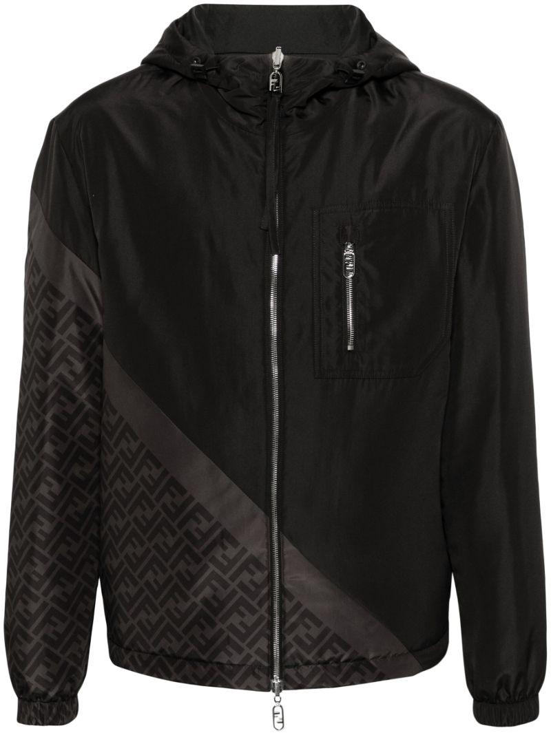 Black Ff-print Reversible Windbreaker