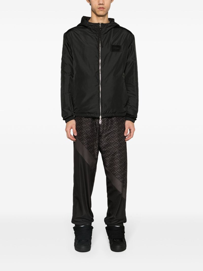 Black Ff-print Reversible Windbreaker