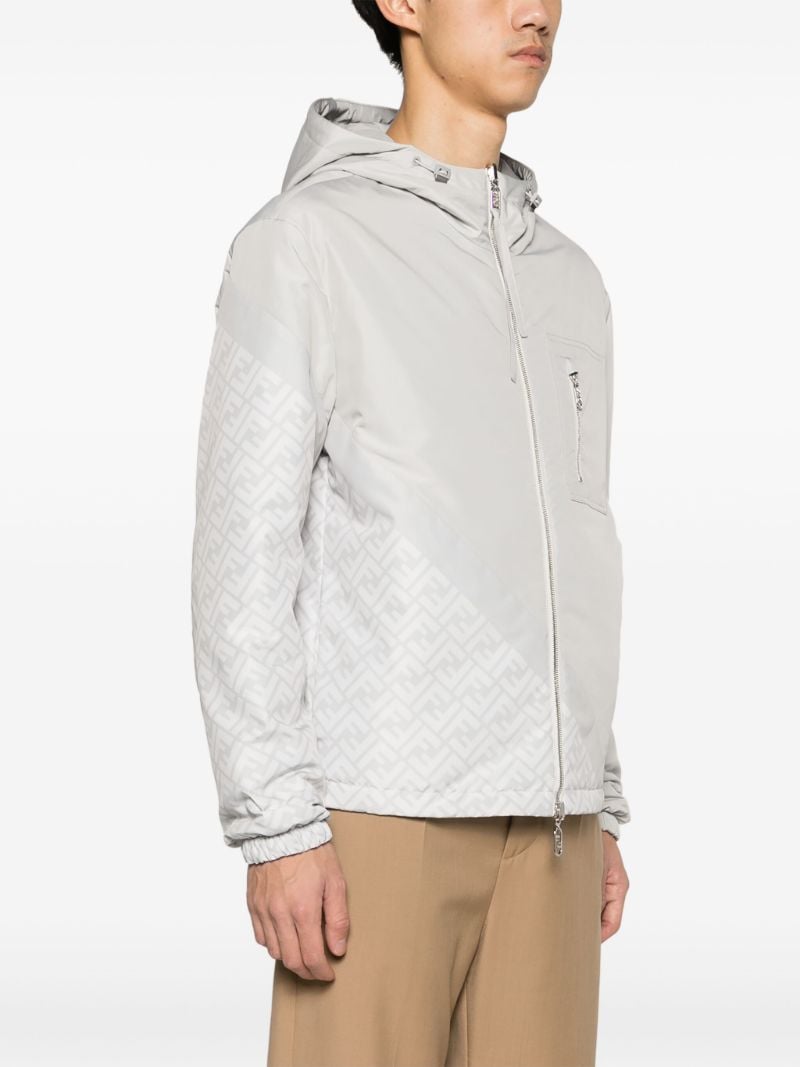 Grey Ff-print Padded Windbreaker