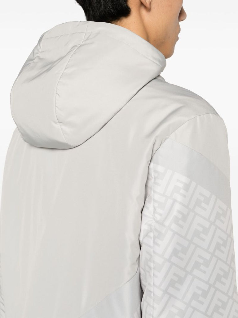 Grey Ff-print Padded Windbreaker