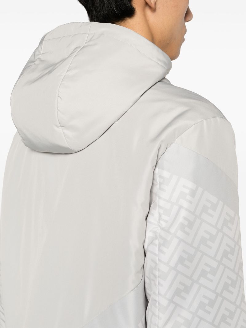 Grey Ff-print Padded Windbreaker