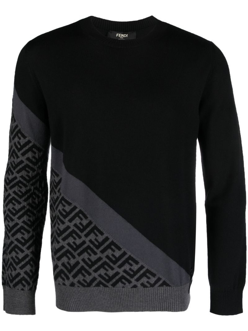 Black Ff Monogram Wool Sweater