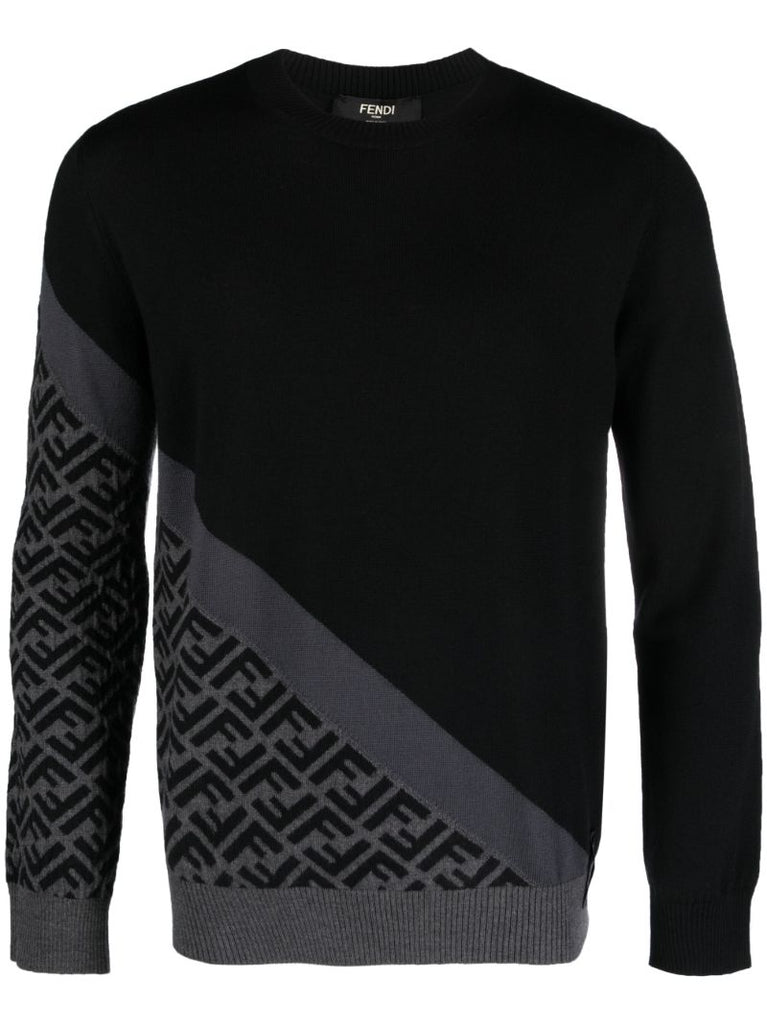 Black Ff Monogram Wool Sweater