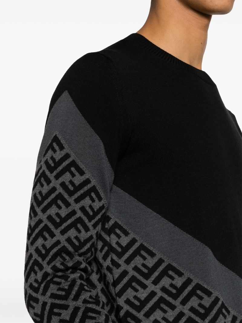 Black Ff Monogram Wool Sweater