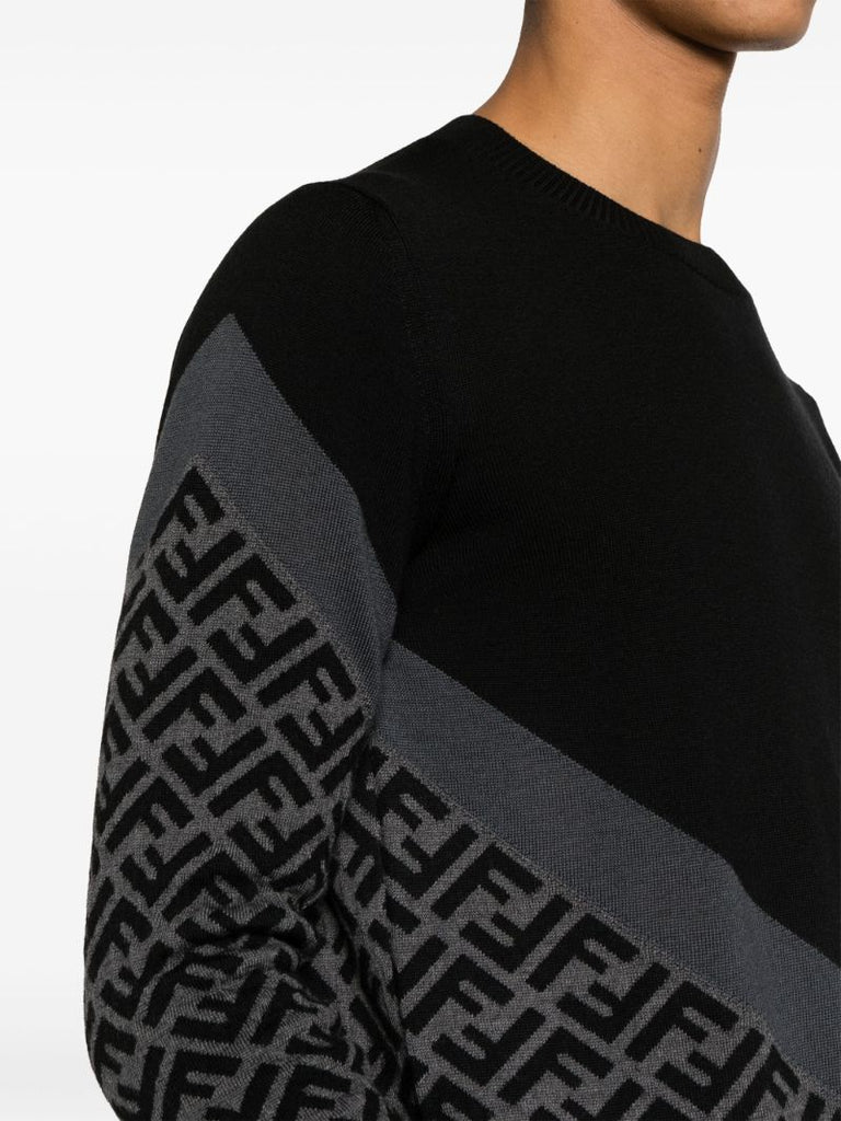 Black Ff Monogram Wool Sweater