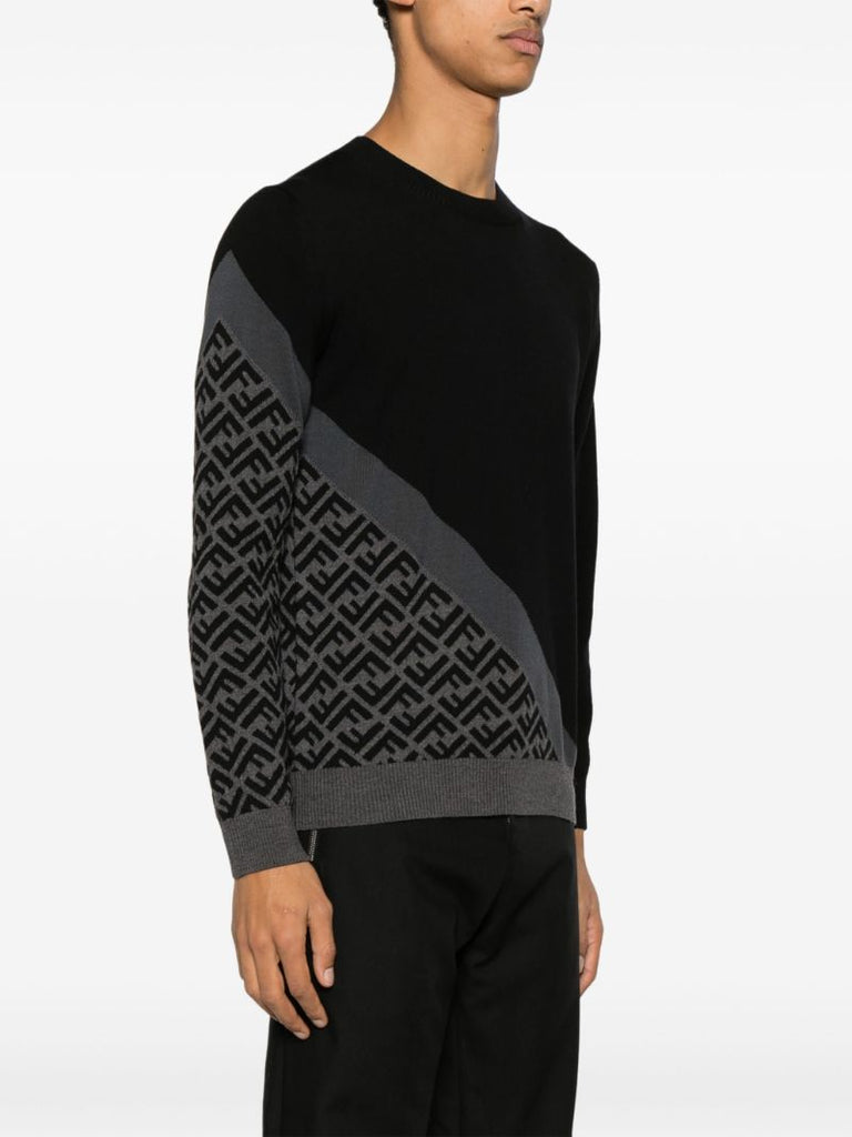 Black Ff Monogram Wool Sweater