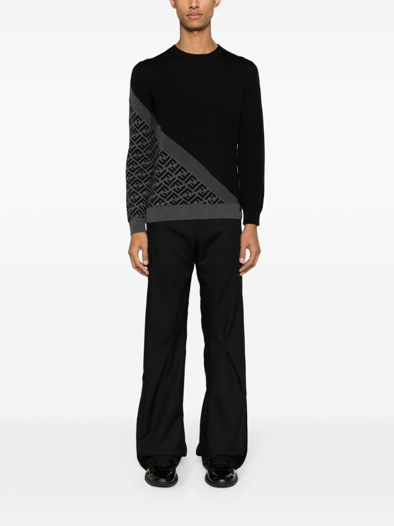 Black Ff Monogram Wool Sweater