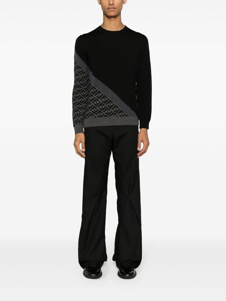 Black Ff Monogram Wool Sweater