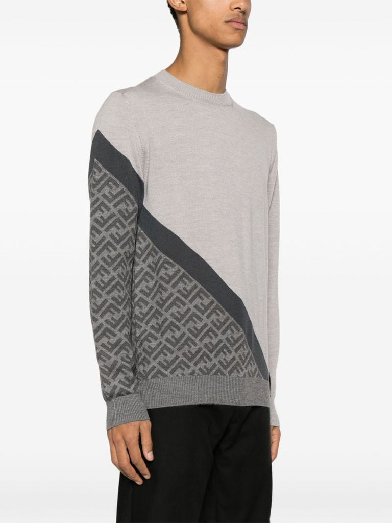 Grey Ff Monogram Wool Sweater