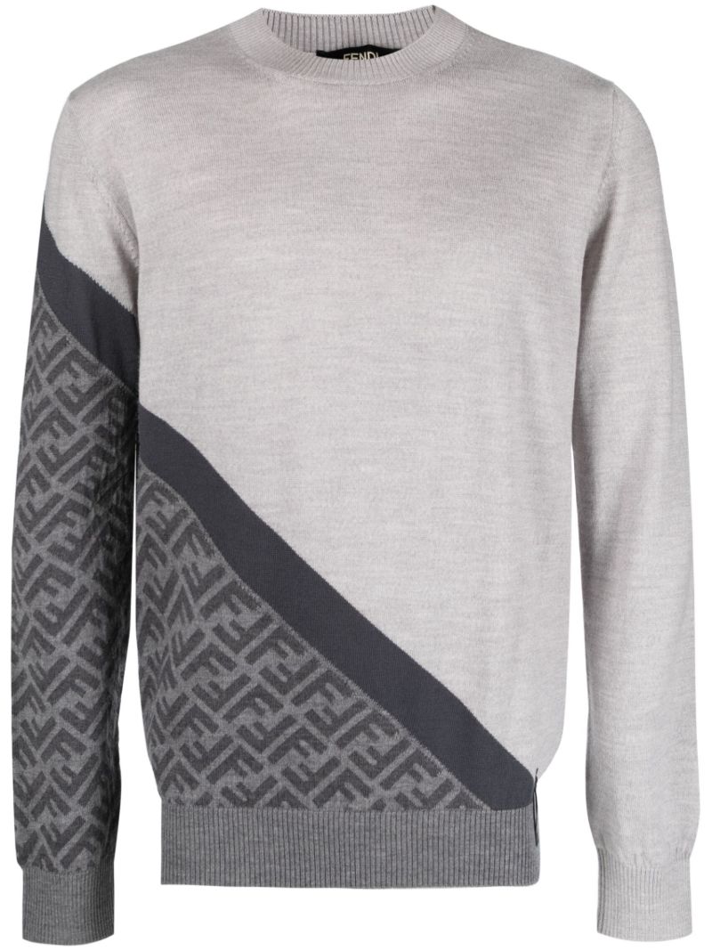 Grey Ff Monogram Wool Sweater