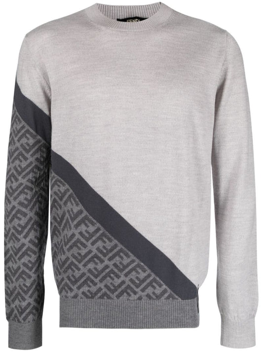 Grey Ff Monogram Wool Sweater