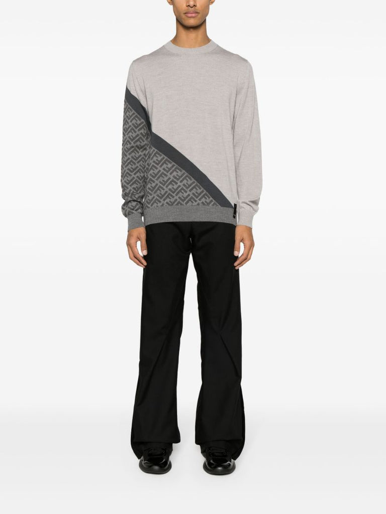Grey Ff Monogram Wool Sweater