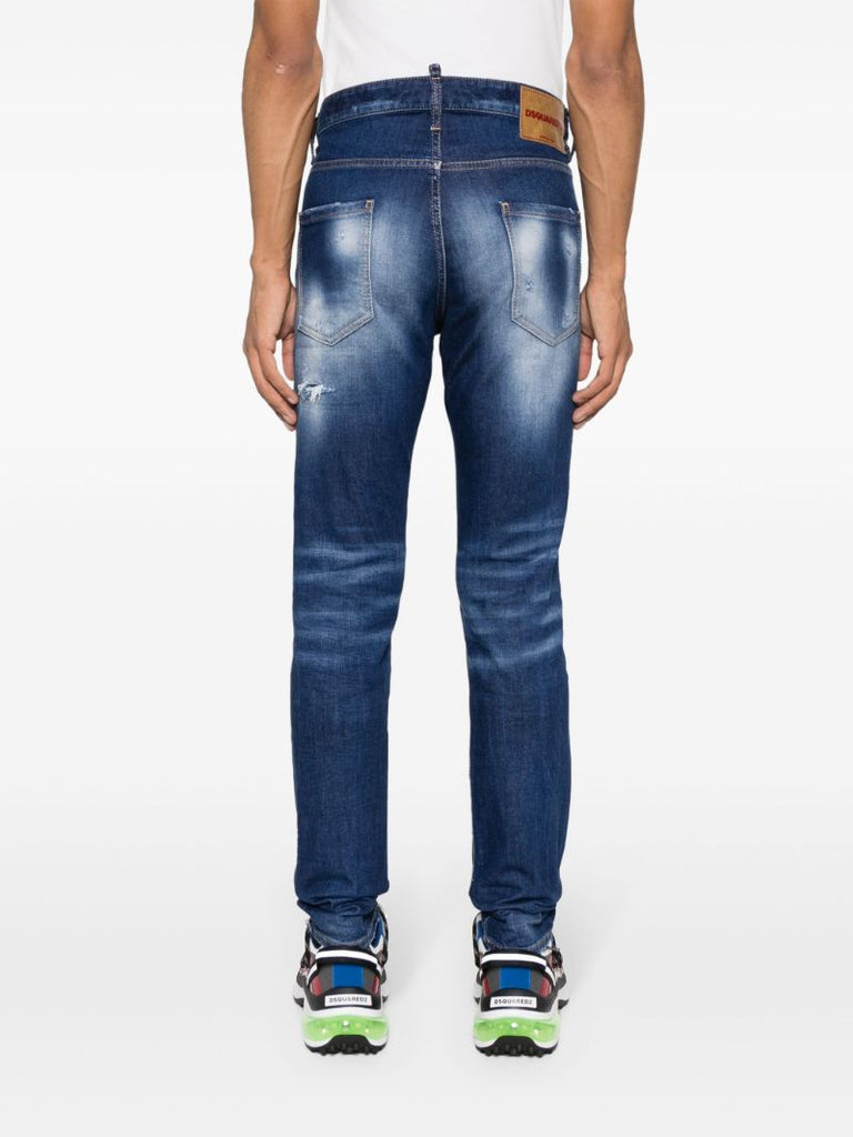 Blue Distressed Slim-fit Jeans