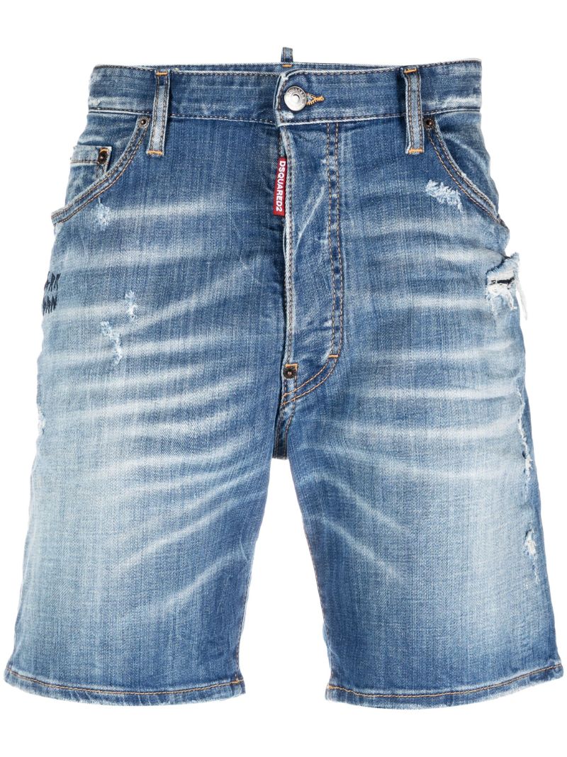 Blue Distressed Denim Shorts