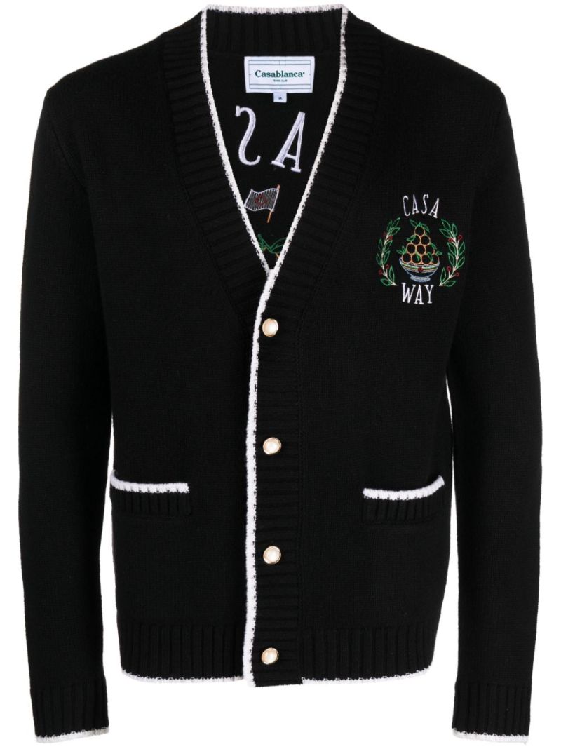 Black Logo-embroidered Cardigan
