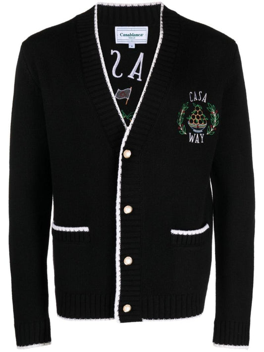 Black Logo-embroidered Cardigan